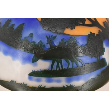 Lampa Stołowa - Gabinetowa Biurowa - Szkło Emile Galle - Motyw Lasu