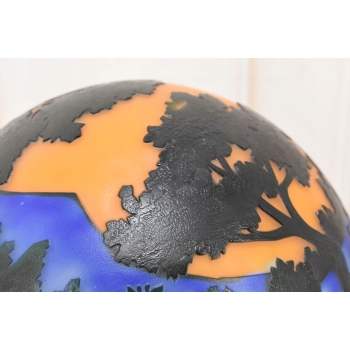 Lampa Stołowa - Gabinetowa Biurowa - Szkło Emile Galle - Motyw Lasu