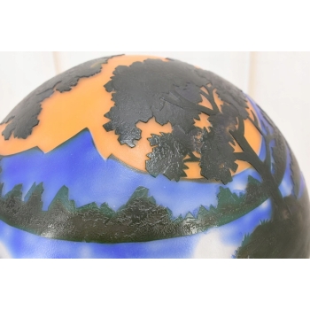 Lampa Stołowa - Gabinetowa Biurowa - Szkło Emile Galle - Motyw Lasu