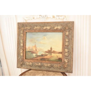 Okręty Wpływające do Portu - Statek Łodzie - Obraz Olejny Marynistyczny