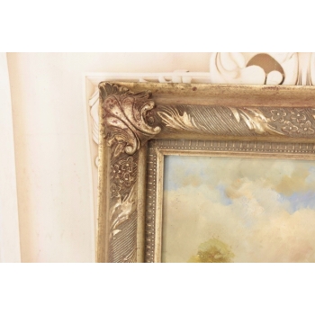 Scena Rodzajowa - Dwie Krowy Na Pastwisku - Obraz Olejny Zdobiona Rama