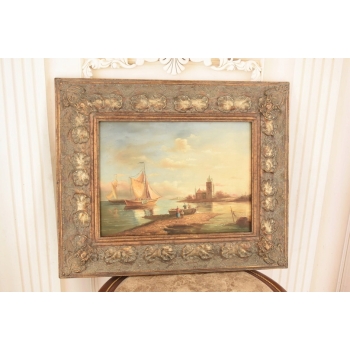 Okręty Wpływające do Portu - Statek Łodzie - Obraz Olejny Marynistyczny