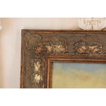 Portowa Scena - Łodzie Barki Na Wodzie - Marynistyczny Obraz Olejny