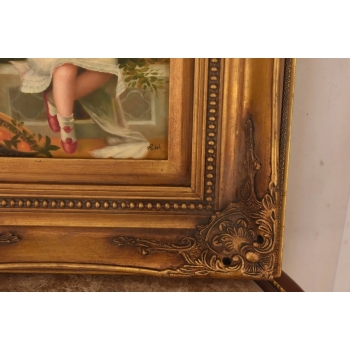 Portret Młodej Dziewczynki z Owocami - Dziecko - Obraz Olejny Ozdobna Rama