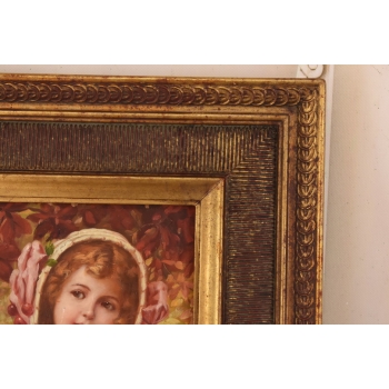 Portret Dziewczynki z Wiśniami Na Kapeluszu - Obraz Olejny Ozdobna Rama