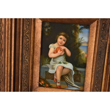 Portret Młodej Dziewczyny z Pomarańczami - Obraz Olejny Ozdobna Rama
