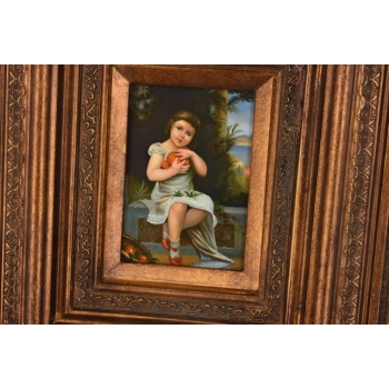 Portret Młodej Dziewczyny z Pomarańczami - Obraz Olejny Ozdobna Rama