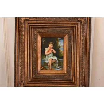 Portret Młodej Dziewczyny z Pomarańczami - Obraz Olejny Ozdobna Rama