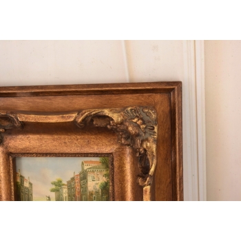 Gondola na Rzece w Wenecji - Wenecja Włochy - Obraz Olejny - Złoto Rama