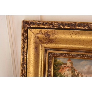 Rzeka Płynąca Przez Wenecje - Włoski Pejzaż - Obraz Olejny - Złota Rama