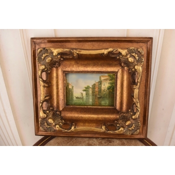 Gondola w Wenecji - Wenecja Włoski Pejzaż - Obraz Olejny - Złota Rama