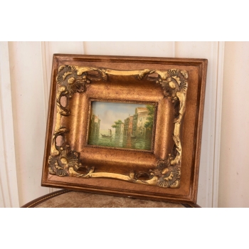 Gondola w Wenecji - Wenecja Włoski Pejzaż - Obraz Olejny - Złota Rama