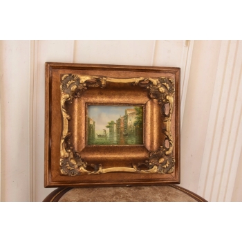 Gondola w Wenecji - Wenecja Włoski Pejzaż - Obraz Olejny - Złota Rama