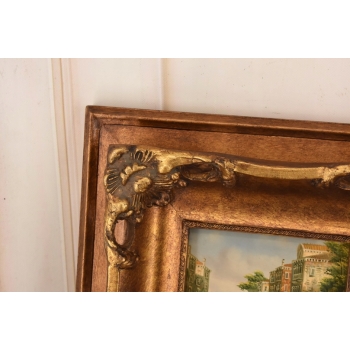 Gondola w Wenecji - Wenecja Włoski Pejzaż - Obraz Olejny - Złota Rama