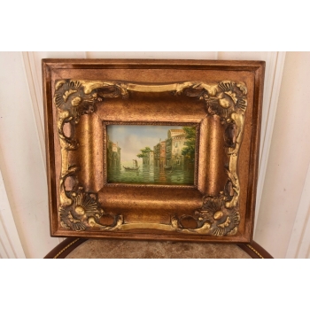 Gondola w Wenecji - Wenecja Włoski Pejzaż - Obraz Olejny - Złota Rama