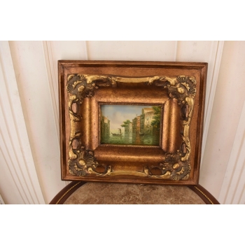 Gondola w Wenecji - Wenecja Włoski Pejzaż - Obraz Olejny - Złota Rama