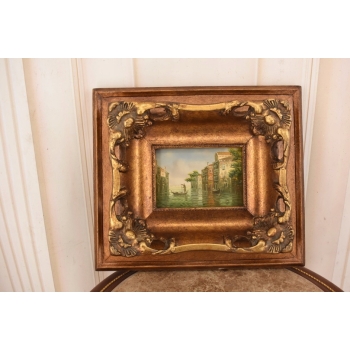 Gondola w Wenecji - Wenecja Włoski Pejzaż - Obraz Olejny - Złota Rama