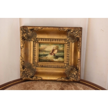 Okręt na Wzburzonym Morzu Sztorm w Czasie Rejsu Obraz Olejny Marynistyczny