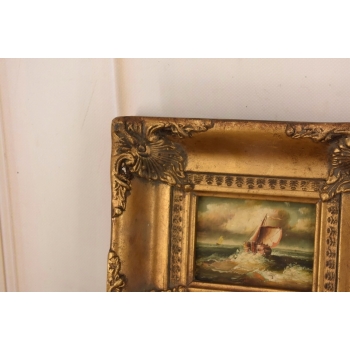 Okręt na Wzburzonym Morzu Sztorm w Czasie Rejsu Obraz Olejny Marynistyczny