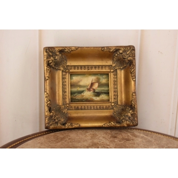 Okręt na Wzburzonym Morzu Sztorm w Czasie Rejsu Obraz Olejny Marynistyczny