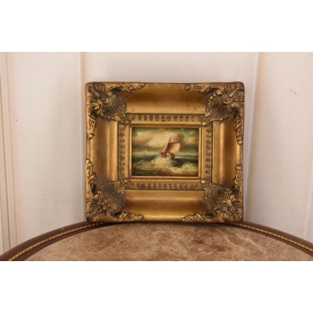 Okręt na Wzburzonym Morzu Sztorm w Czasie Rejsu Obraz Olejny Marynistyczny