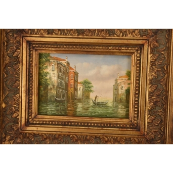Wenecja Włoski Pejzaż - Gondola w Wenecji Italy - Obraz Olejny - Złota Rama