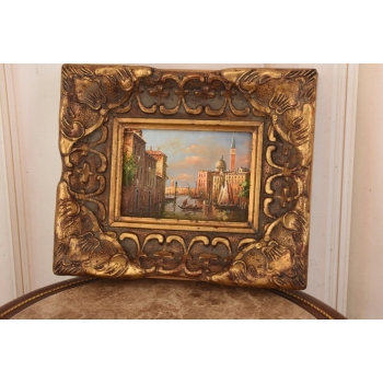 Gondole we Włoskim Miasteczku - Wenecja Włoski Pejzaż - Obraz Olejny