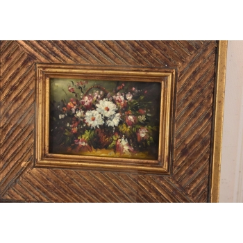 Kolorowe Kwiaty w Wazonie - Martwa Natura - Obraz Olejny Zdobiona Rama