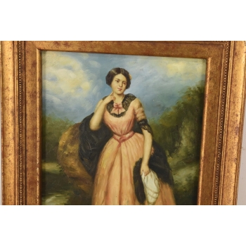 Portret Arystokratki w Pałacowej Sukni - Kobieta Dama - Obraz Olejny