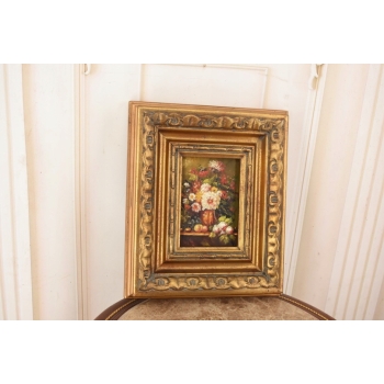 Kolorowe Kwiaty w Wazonie - Martwa Natura - Obraz Olejny Zdobiona Rama