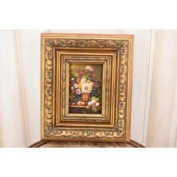 Kolorowe Kwiaty w Wazonie - Martwa Natura - Obraz Olejny Zdobiona Rama