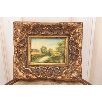 Letni Pejzaż - Rzeka Między Drzewami - Natura - Obraz Olejny Zdobiona Rama