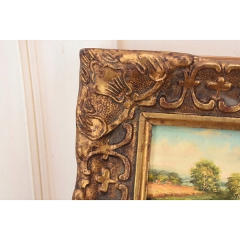 Letni Pejzaż - Rzeka Między Drzewami - Natura - Obraz Olejny Zdobiona Rama