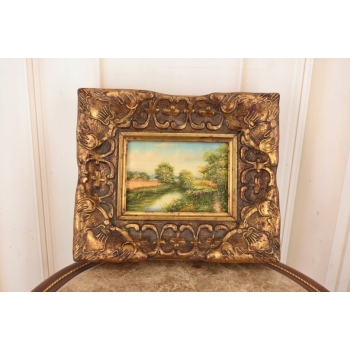 Letni Pejzaż - Rzeka Między Drzewami - Natura - Obraz Olejny Zdobiona Rama