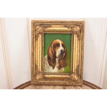 Pysk Psa - Pies Piesek Basset Hound - Obraz Olejny Złota Rama