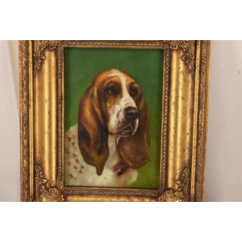 Pysk Psa - Pies Piesek Basset Hound - Obraz Olejny Złota Rama