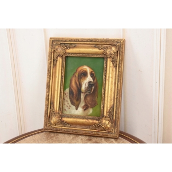 Pysk Psa - Pies Piesek Basset Hound - Obraz Olejny Złota Rama