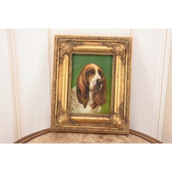 Pysk Psa - Pies Piesek Basset Hound - Obraz Olejny Złota Rama