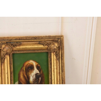 Pysk Psa - Pies Piesek Basset Hound - Obraz Olejny Złota Rama