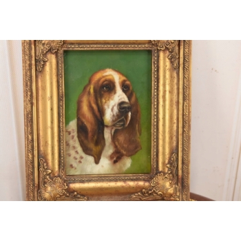 Pysk Psa - Pies Piesek Basset Hound - Obraz Olejny Złota Rama