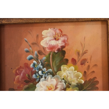 Kwiaty w Wazonie Na Stole - Martwa Natura - Obraz Olejny Zdobiona Rama