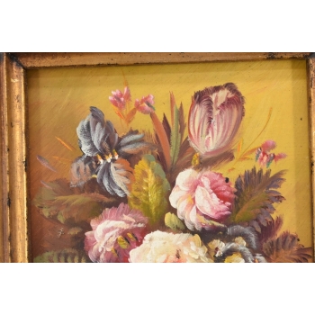 Wazon z Kolorowymi Kwiatami - Martwa Natura - Obraz Olejny Zdobiona Rama