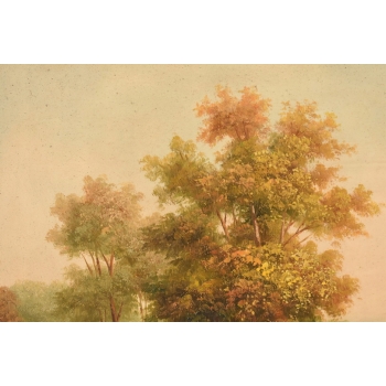 Letni Pejzaż - Rzeka Przy Łące - Natura - Obraz Olejny Zdobiona Rama