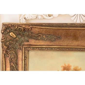 Letni Pejzaż - Rzeka Przy Łące - Natura - Obraz Olejny Zdobiona Rama