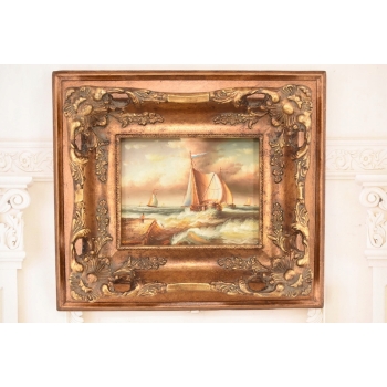 Marynistyczny Obraz - Statek Na Wzburzonym Morzu - Sztorm