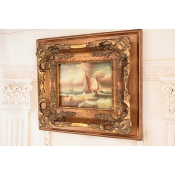 Marynistyczny Obraz - Statek Na Wzburzonym Morzu - Sztorm