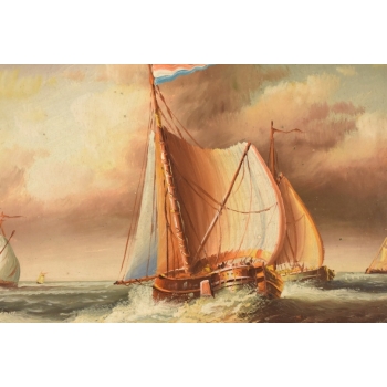 Marynistyczny Obraz - Statek Na Wzburzonym Morzu - Sztorm