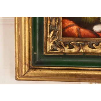 Scena Rodzajowa - Dwa Białe Kocury - Kot Kotek Obraz - Złoto Zielona Rama