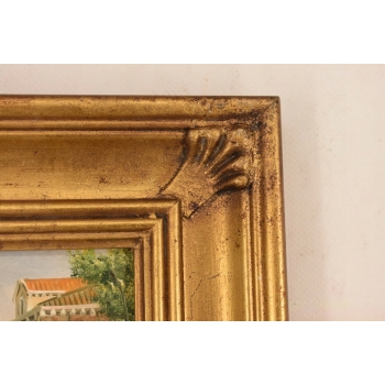 Włoskie Miasteczko Przy Wodzie - Wenecja Włochy - Obraz Olejny - Złota Rama