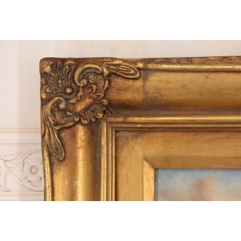 Włoskie Miasteczko Przy Wodzie - Wenecja Włochy - Obraz Olejny - Złota Rama